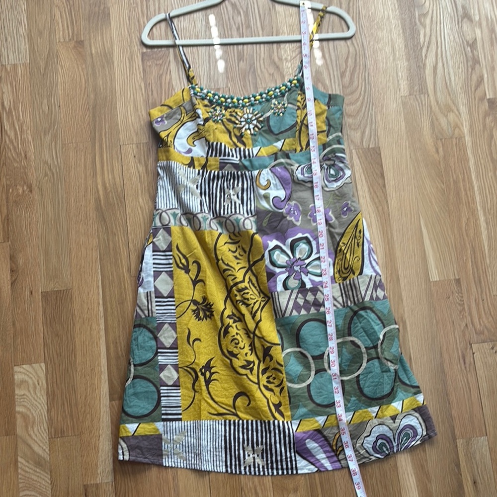 CAbi Beaded Dress with Turquoise and Yellow Accents sz 6 - Picture 11 of 11